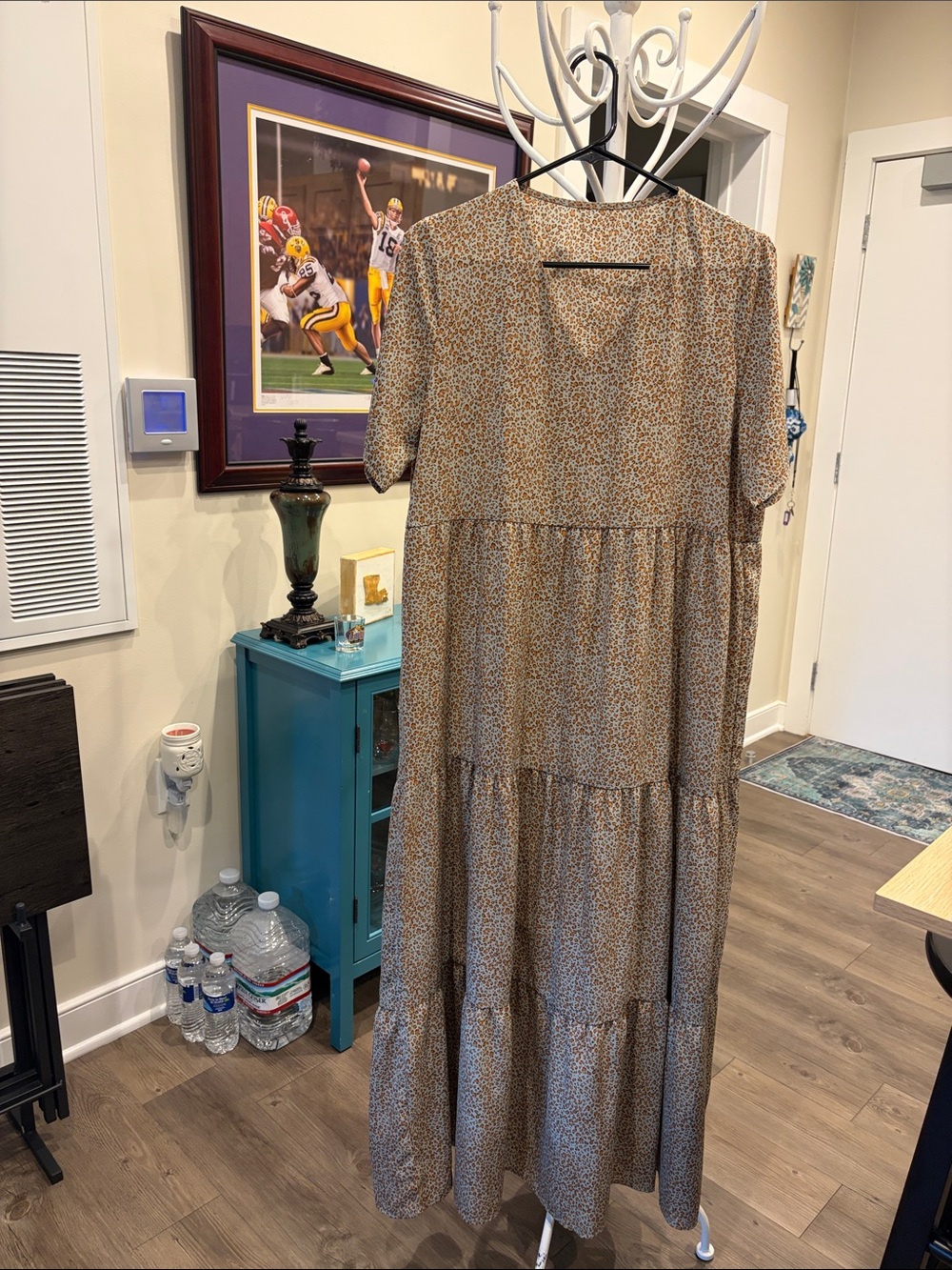 SHEIN Brand Greenish-Gray Background With Dark Tan or Orange Specs Size L